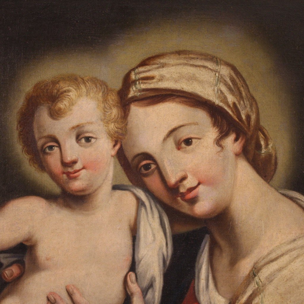 Peinture Vierge à l'Enfant De La Première Moitié Du 18ème Siècle-photo-4