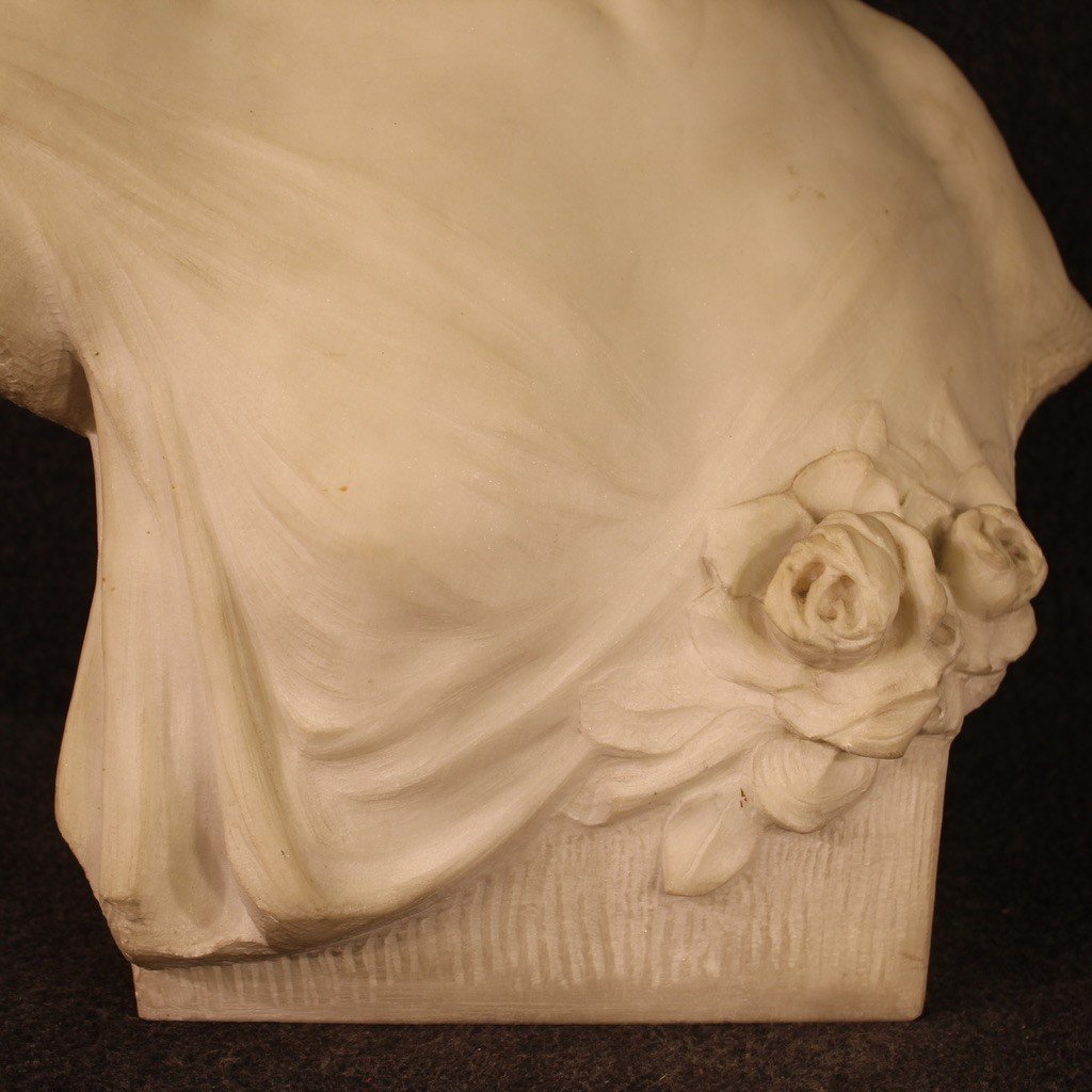 Great White Marble Sculpture From The 1930s-photo-6