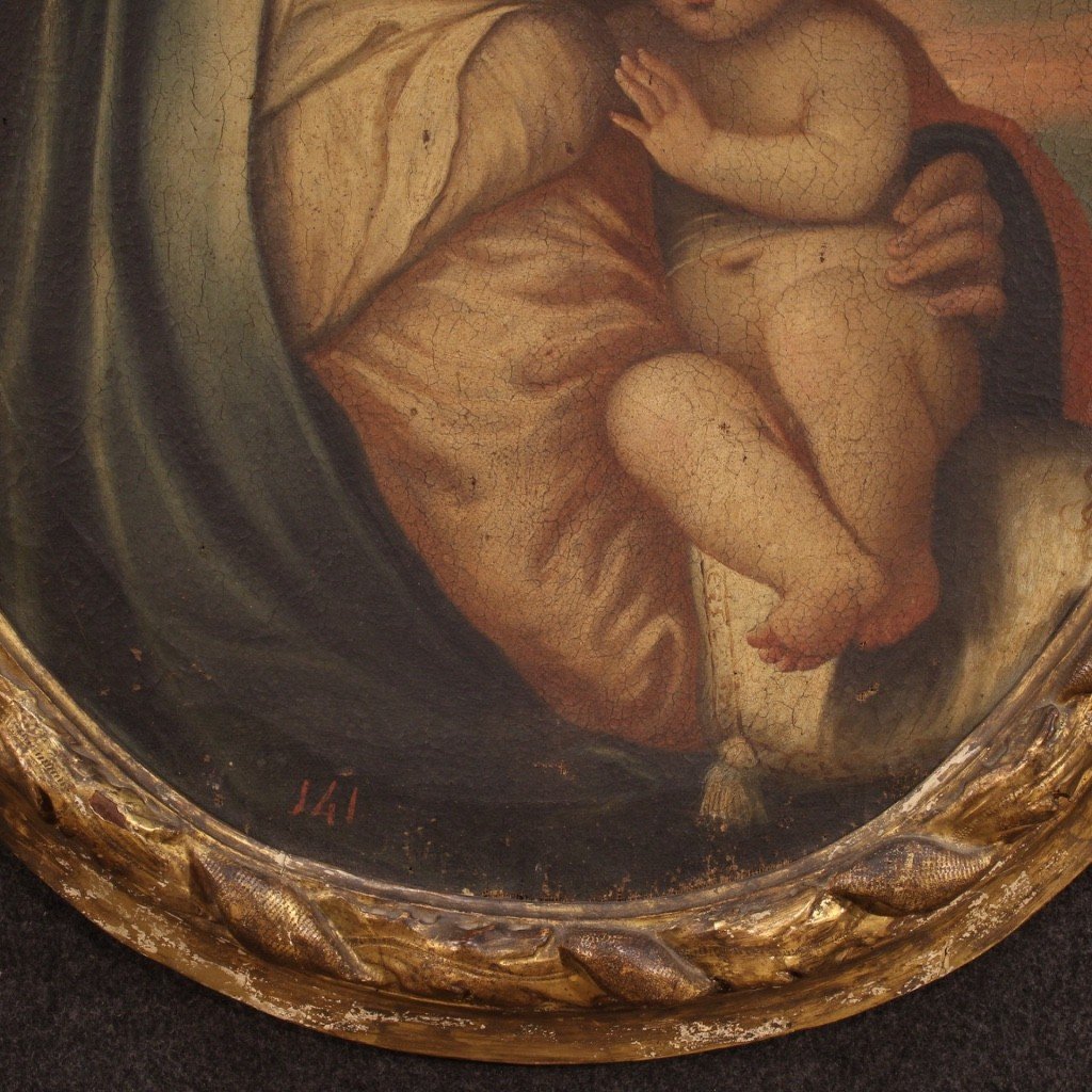 Antique Madonna With Child Painting From The 18th Century-photo-3