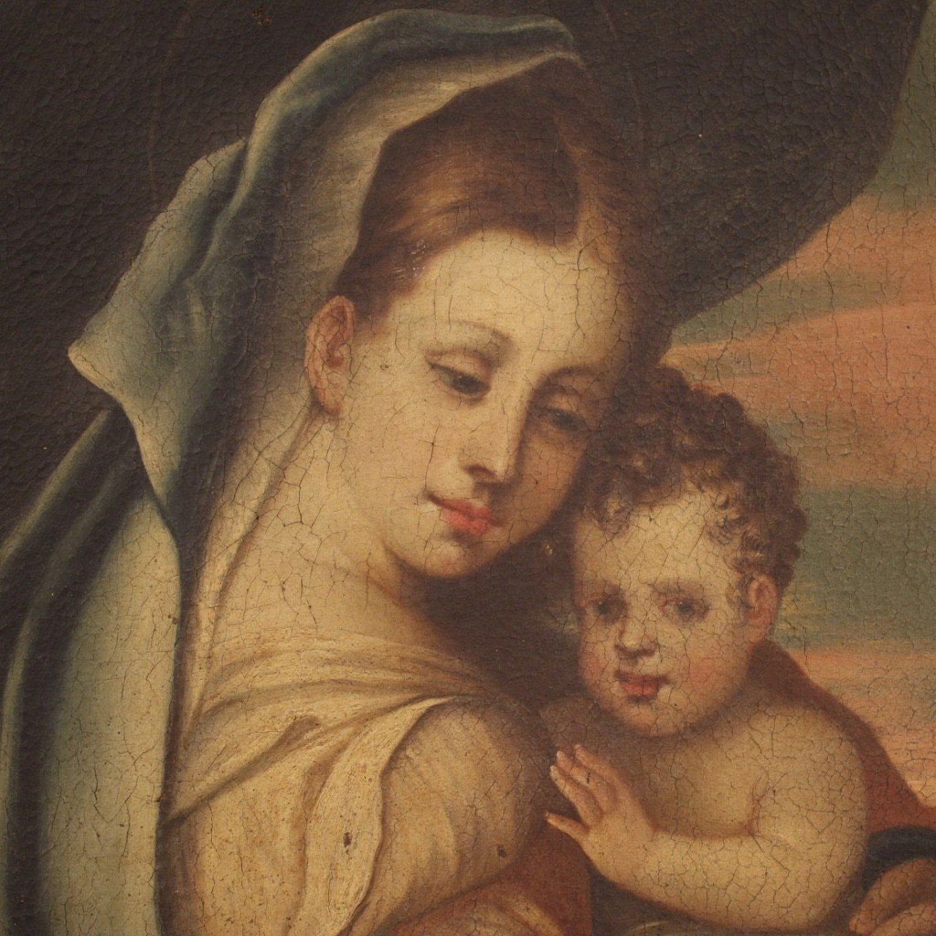 Antique Madonna With Child Painting From The 18th Century-photo-4