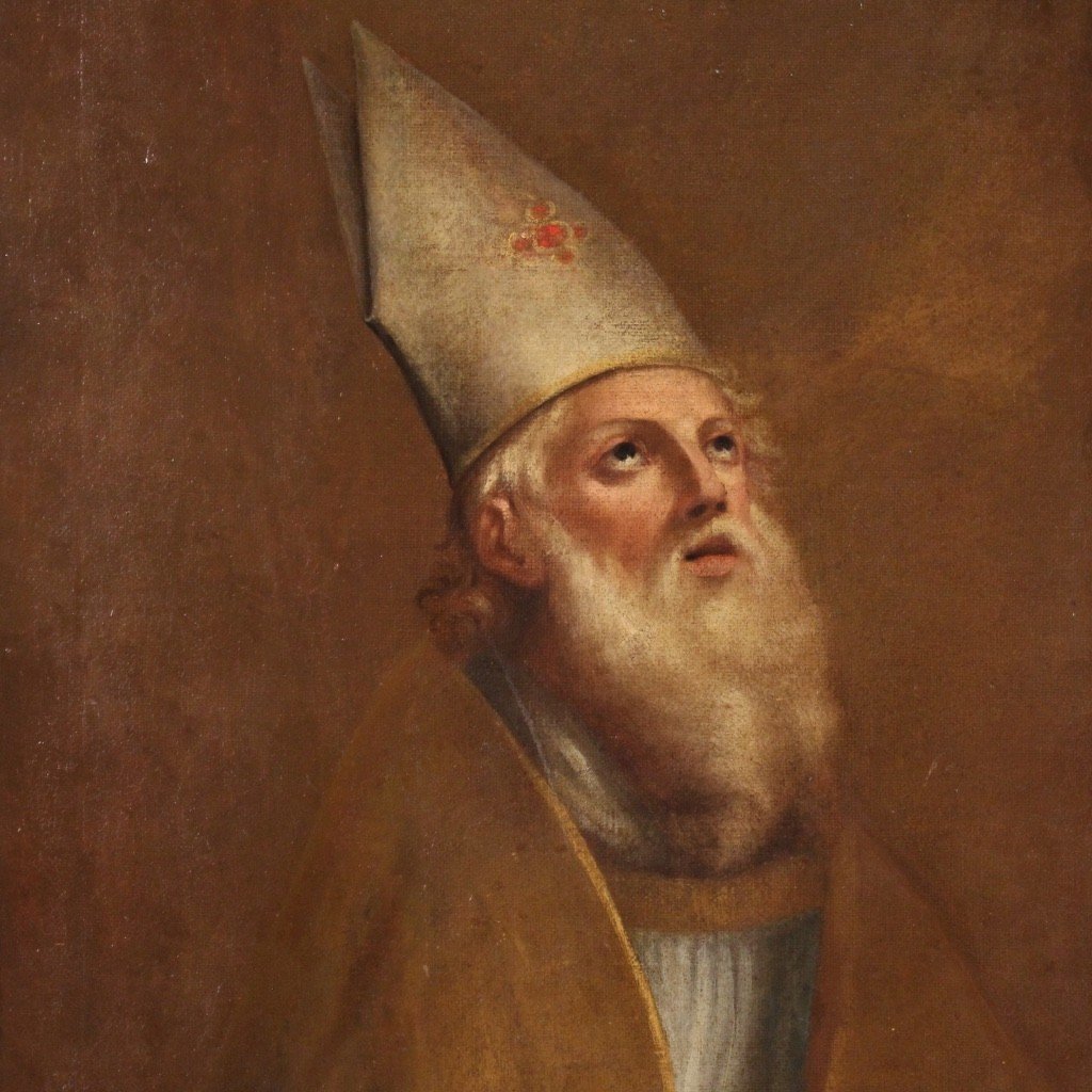 Portrait d'Un évêque Tableau Du 18ème Siècle-photo-3