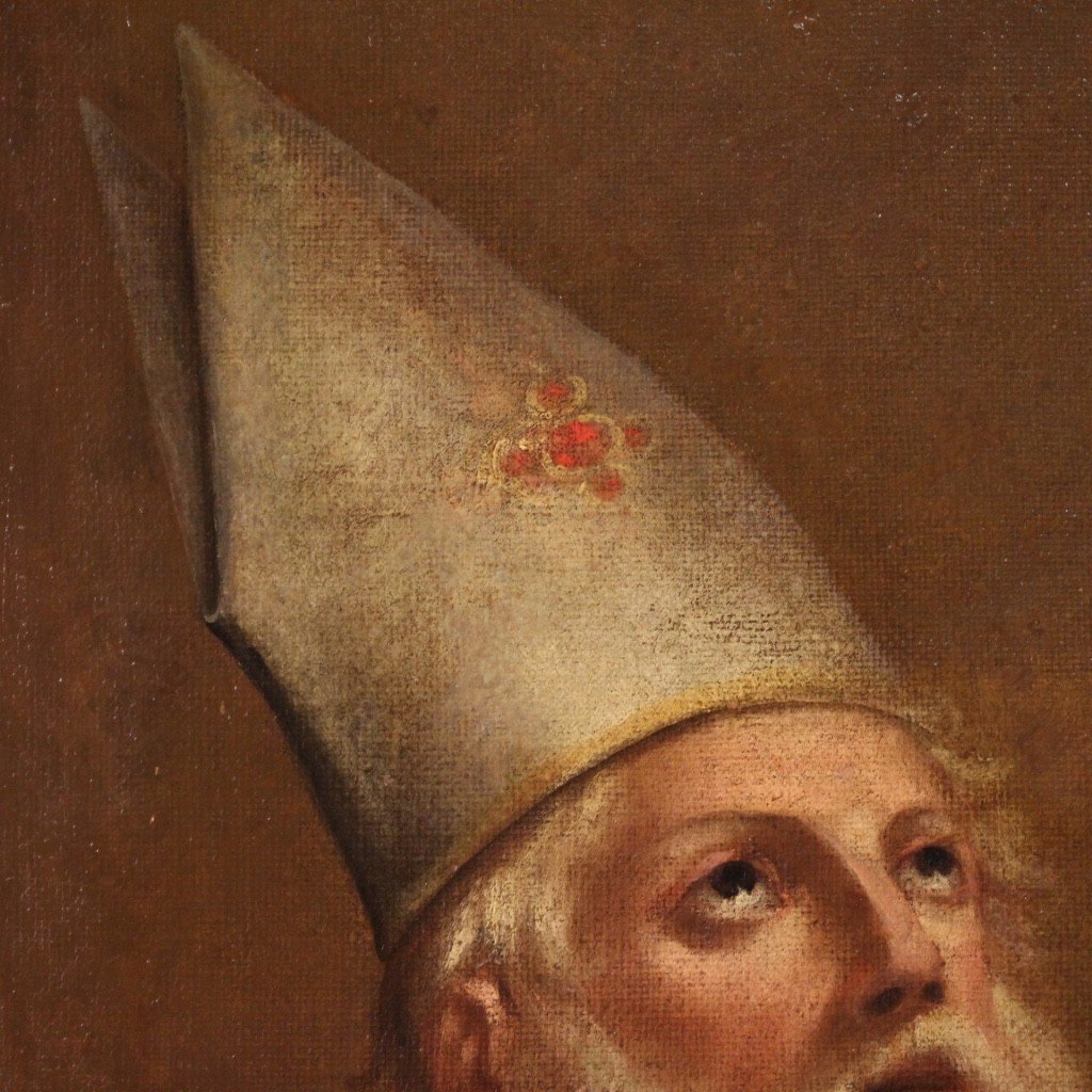 Portrait d'Un évêque Tableau Du 18ème Siècle-photo-5