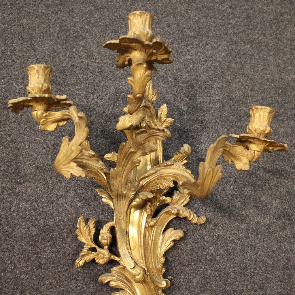 Pair Of Wall Lights In Gilt Bronze In Louis XV Style-photo-4
