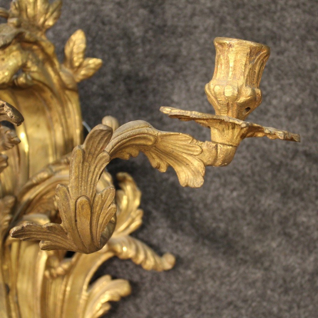 Pair Of Wall Lights In Gilt Bronze In Louis XV Style-photo-6