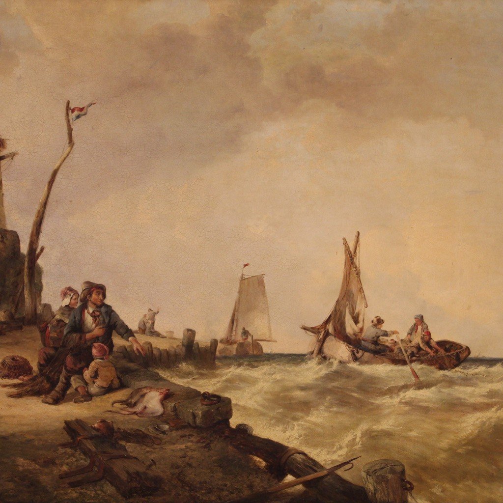Grande Peinture Marine De La Seconde Moitié Du 19ème Siècle