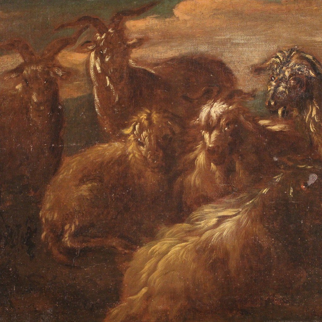 Painting Landscape With Goats From The Second Half Of The 17th Century-photo-1