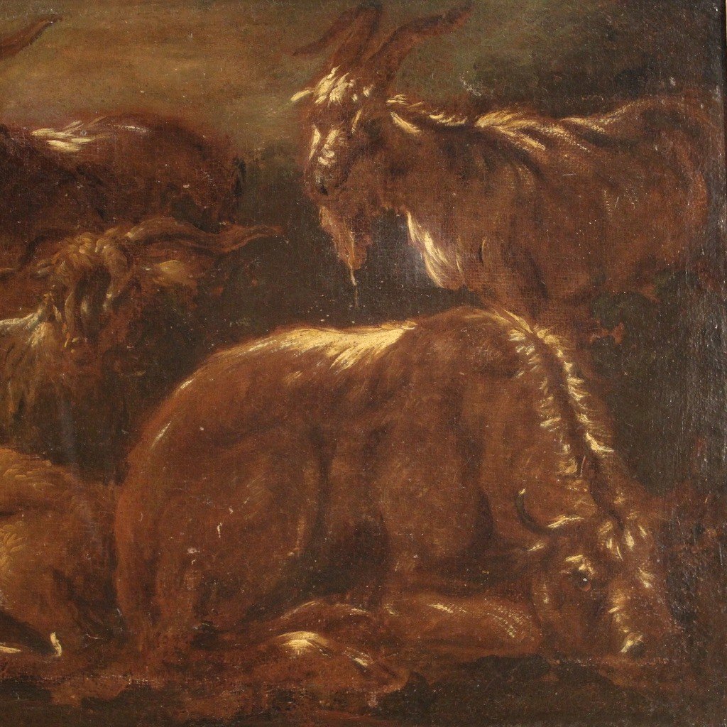 Painting Landscape With Goats From The Second Half Of The 17th Century-photo-5