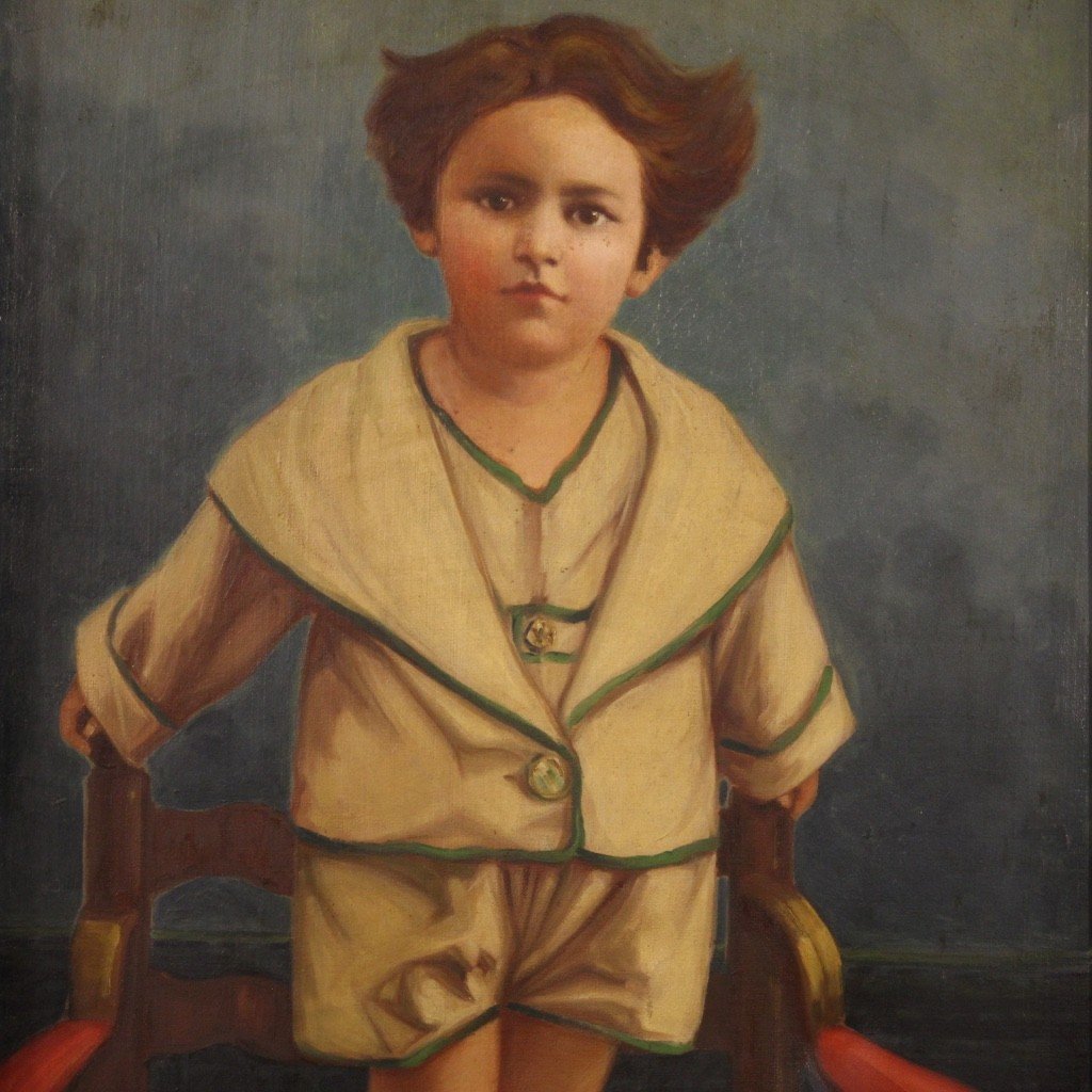 Tableau Portrait d'Enfant Signé Et Daté 1921-photo-2