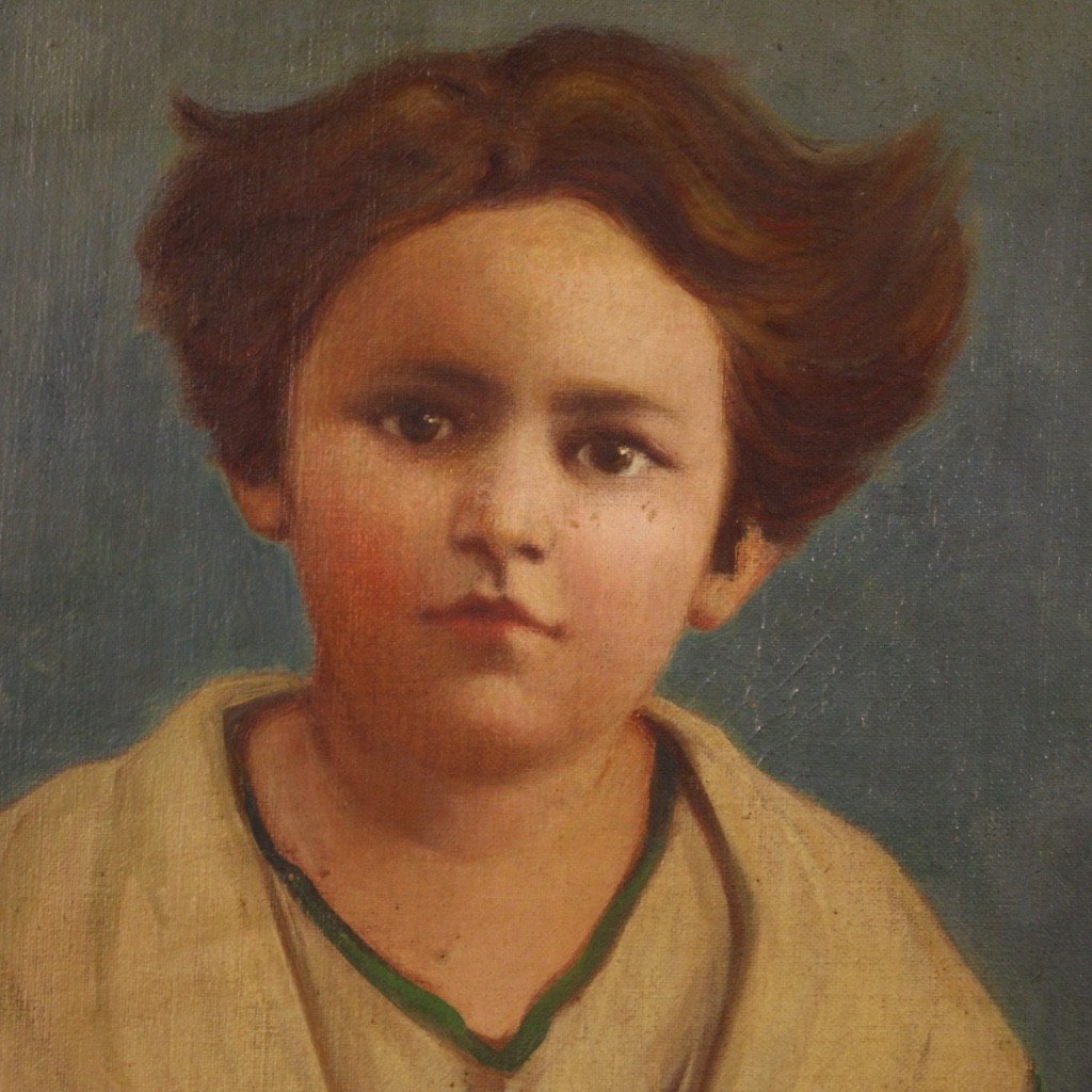 Tableau Portrait d'Enfant Signé Et Daté 1921-photo-5