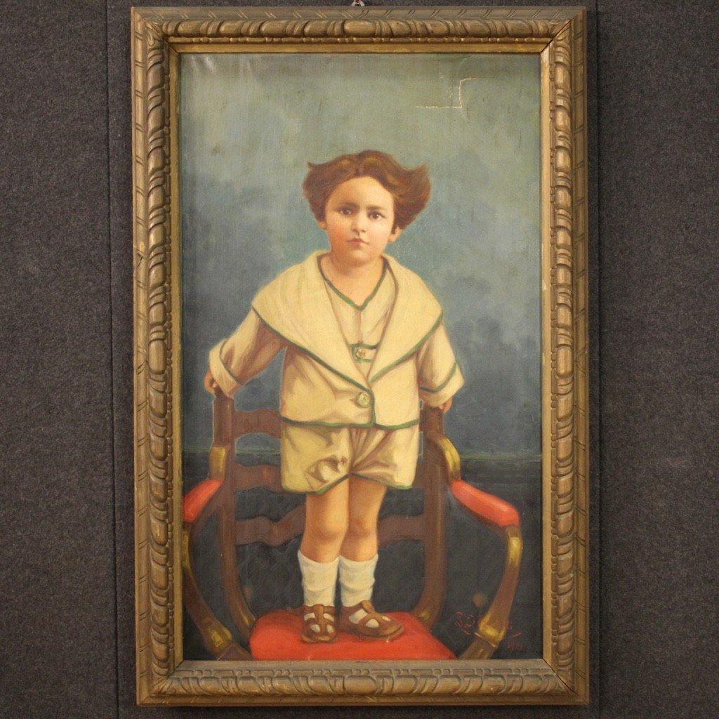 Tableau Portrait d'Enfant Signé Et Daté 1921
