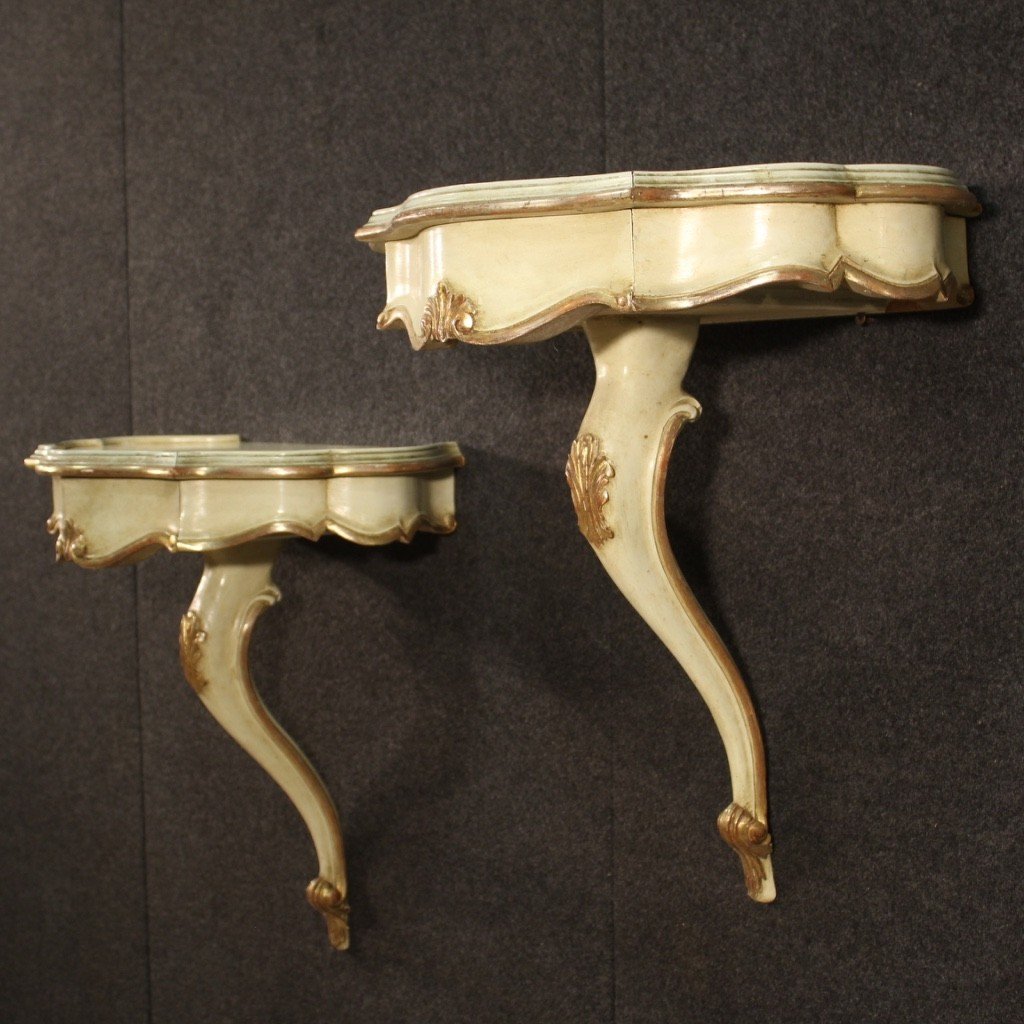 Pair Of Nightstands In Lacquered And Silvered Wood-photo-6