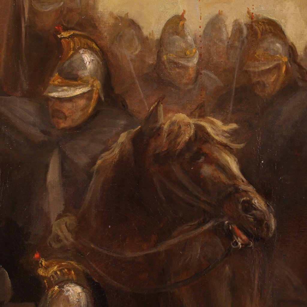 Great Painting From The Second Half Of The 19th Century, Soldiers And Horse-photo-5