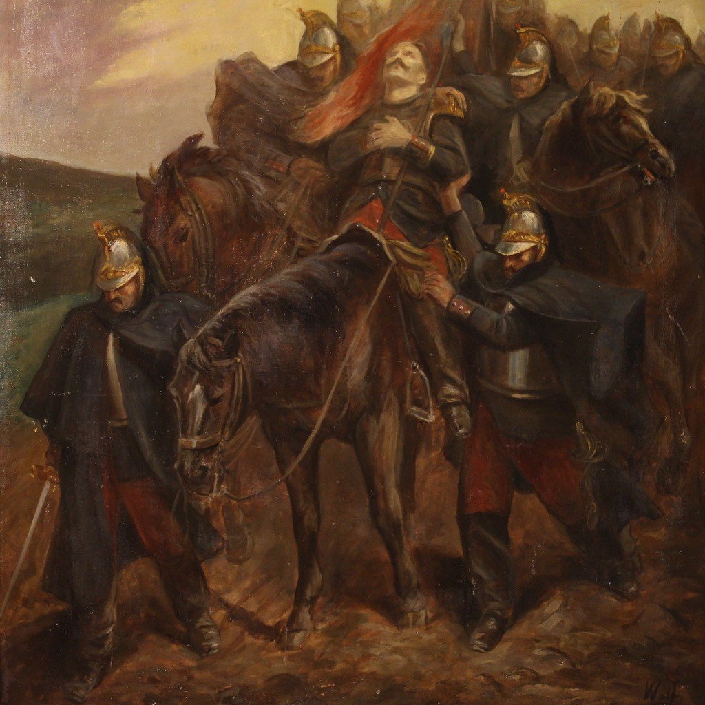 Great Painting From The Second Half Of The 19th Century, Soldiers And Horse-photo-7