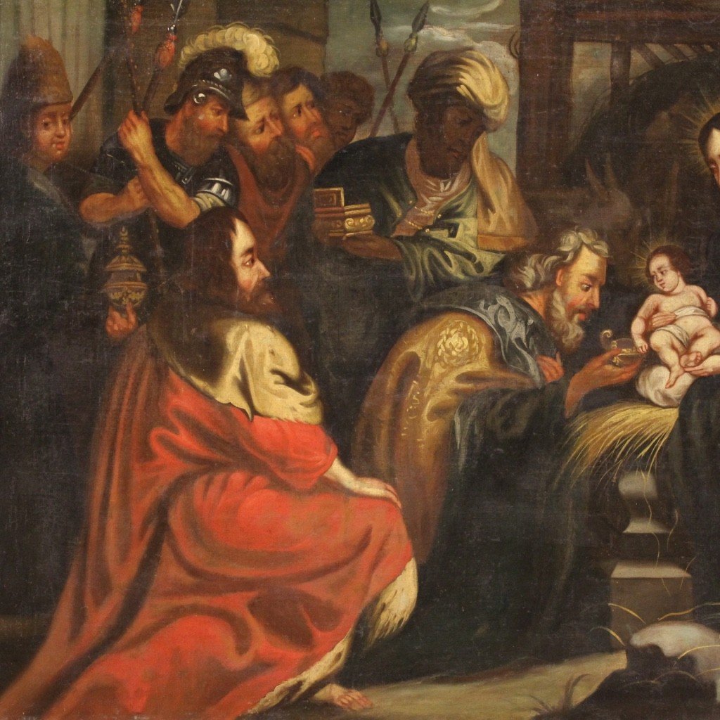 Religious Painting Adoration Of The Magi From The 18th Century-photo-2