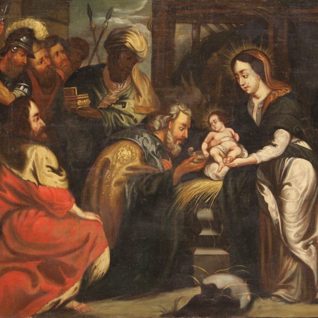 Religious Painting Adoration Of The Magi From The 18th Century