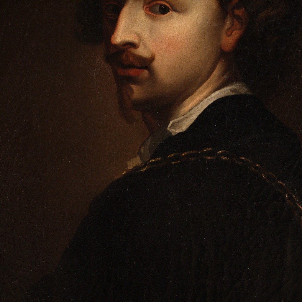 Portrait De Van Dyck Avec élégant Cadre Doré Du 19ème Siècle-photo-5