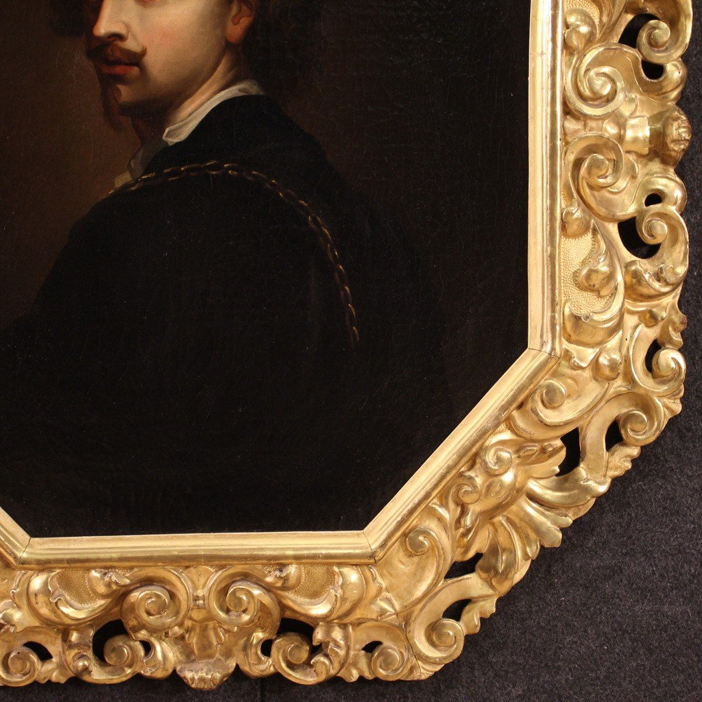Portrait De Van Dyck Avec élégant Cadre Doré Du 19ème Siècle-photo-6