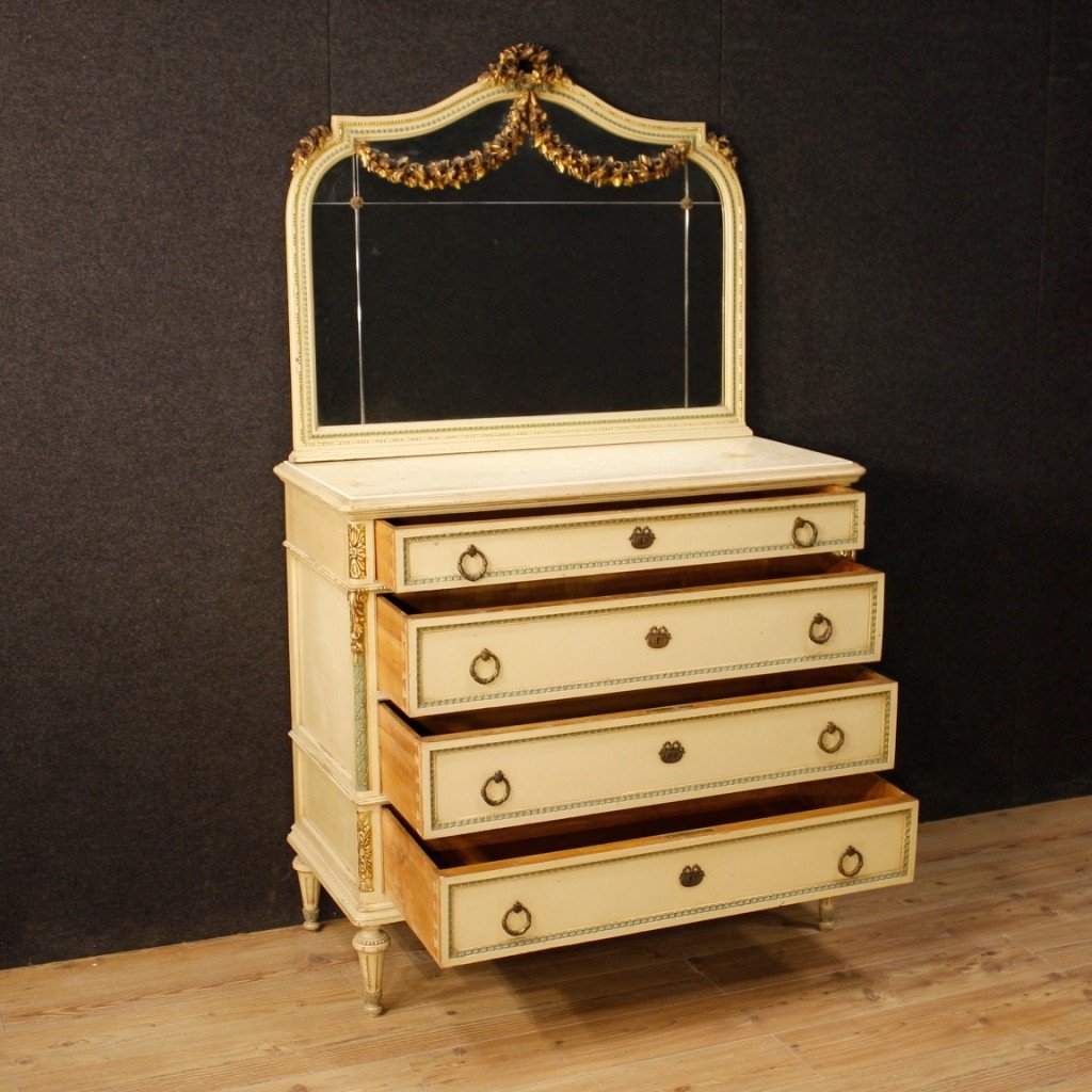 Commode In Lacquered Wood With Mirror In Louis XVI Style-photo-8