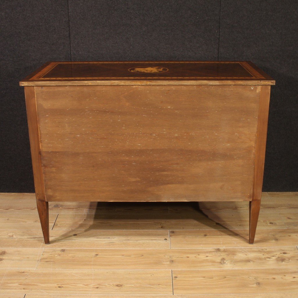 Stunning 20th Century Inlaid Chest Of Drawers In Louis XVI Style-photo-5