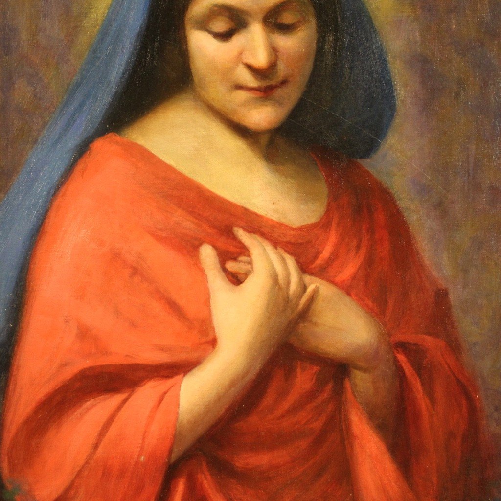 Tableau Religieux Italien Vierge Daté De 1929-photo-4