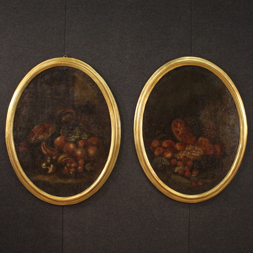 Antique Oval Painting Still Life From The 18th Century-photo-4