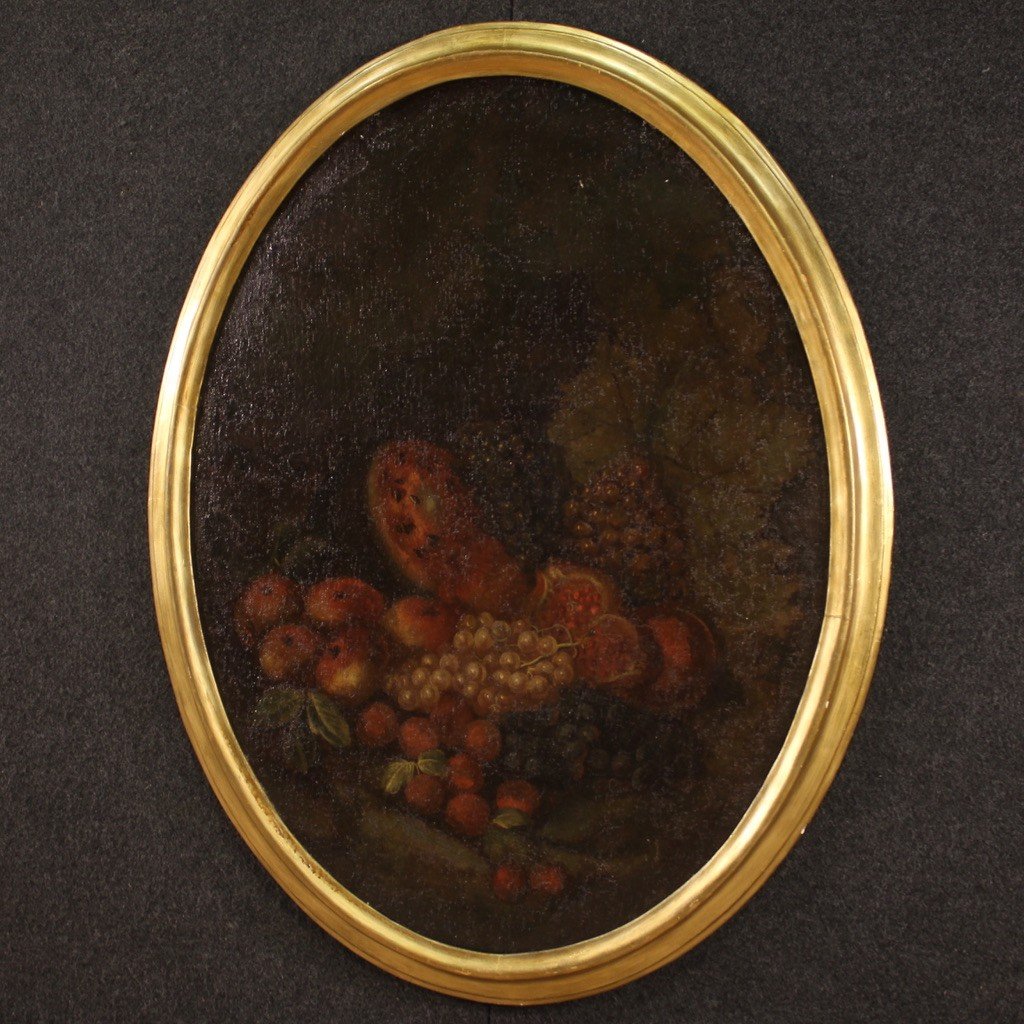 Antique Oval Painting Still Life From The 18th Century-photo-7
