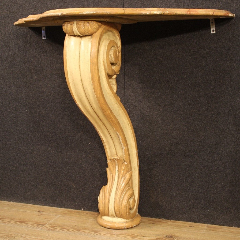 Italian Console In Lacquered And Painted Wood From 20th Century-photo-3