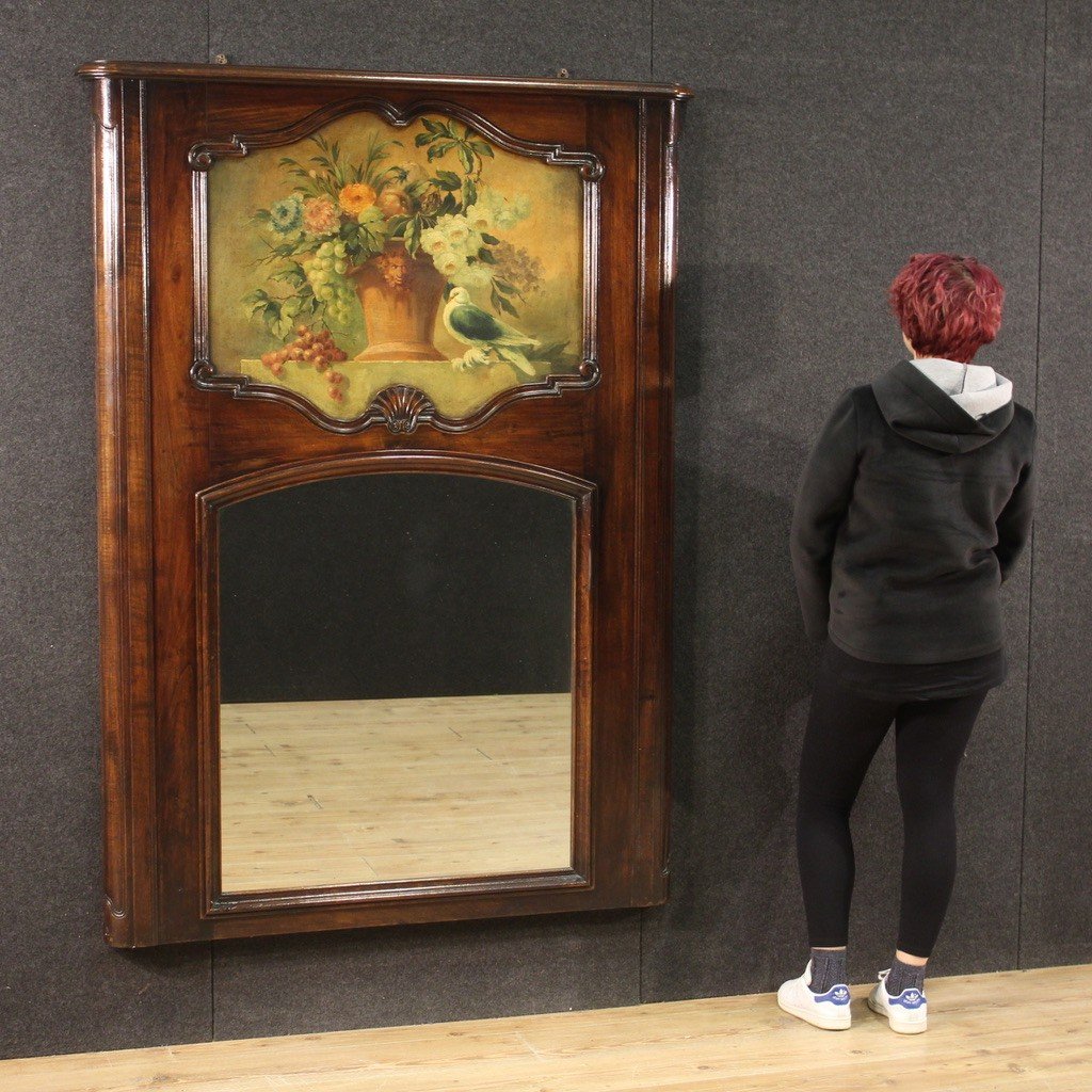 Miroir De Cheminée Italien En Bois Du 20ème Siècle-photo-2
