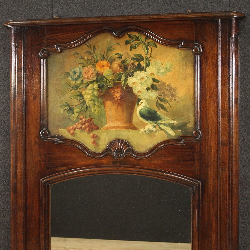 Italian Mantelpiece Mirror In Wood From The 20th Century-photo-3