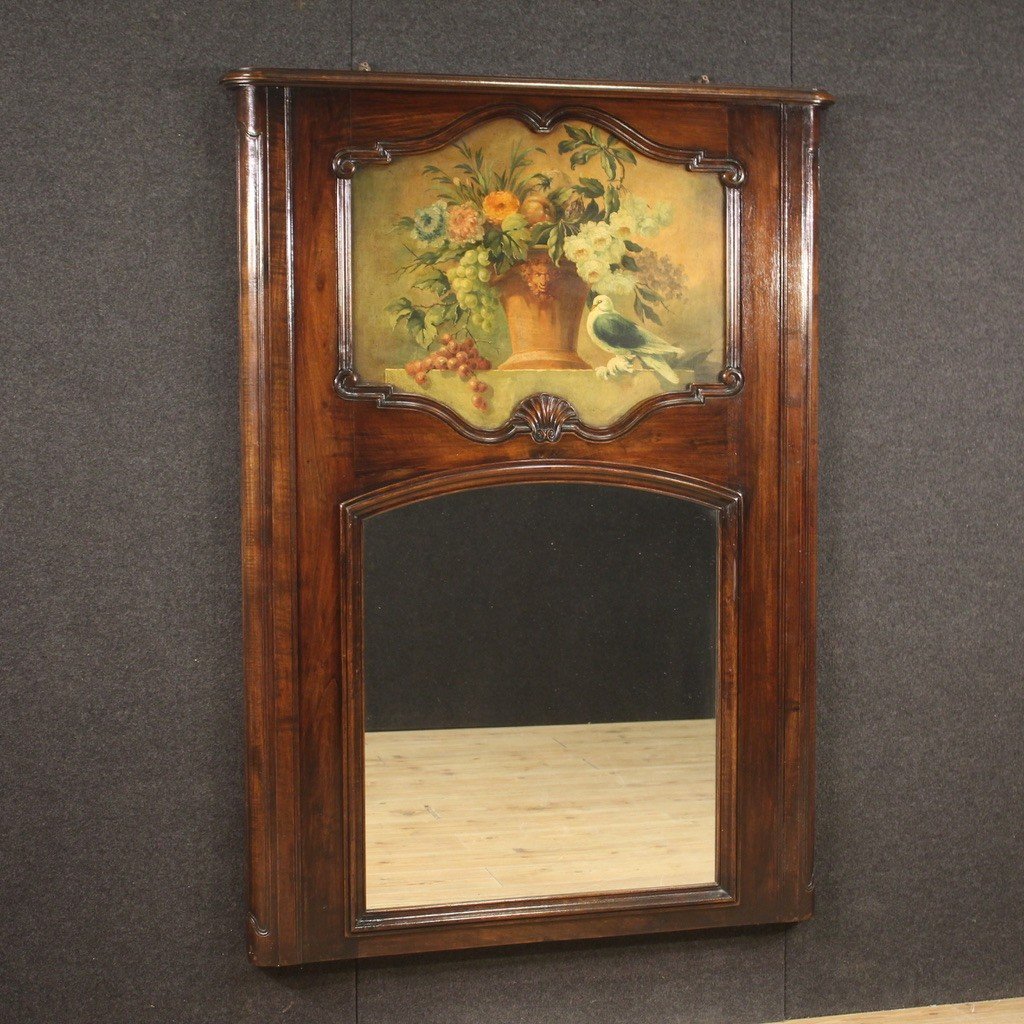 Italian Mantelpiece Mirror In Wood From The 20th Century-photo-2