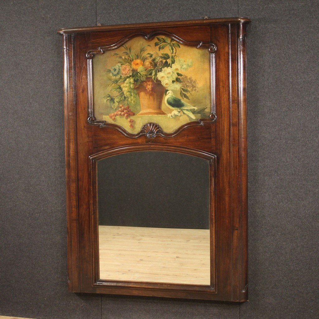 Italian Mantelpiece Mirror In Wood From The 20th Century