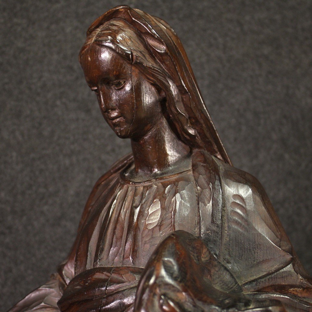 Sculpture Religieuse Madone En Bois Du 19ème Siècle-photo-5