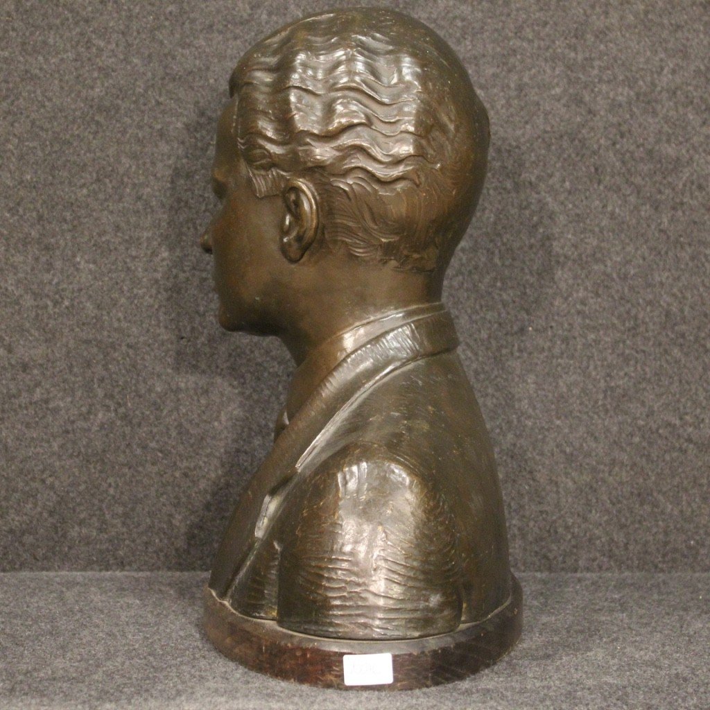 Sculpture Demi-buste En Bronze Du 20ème Siècle-photo-6