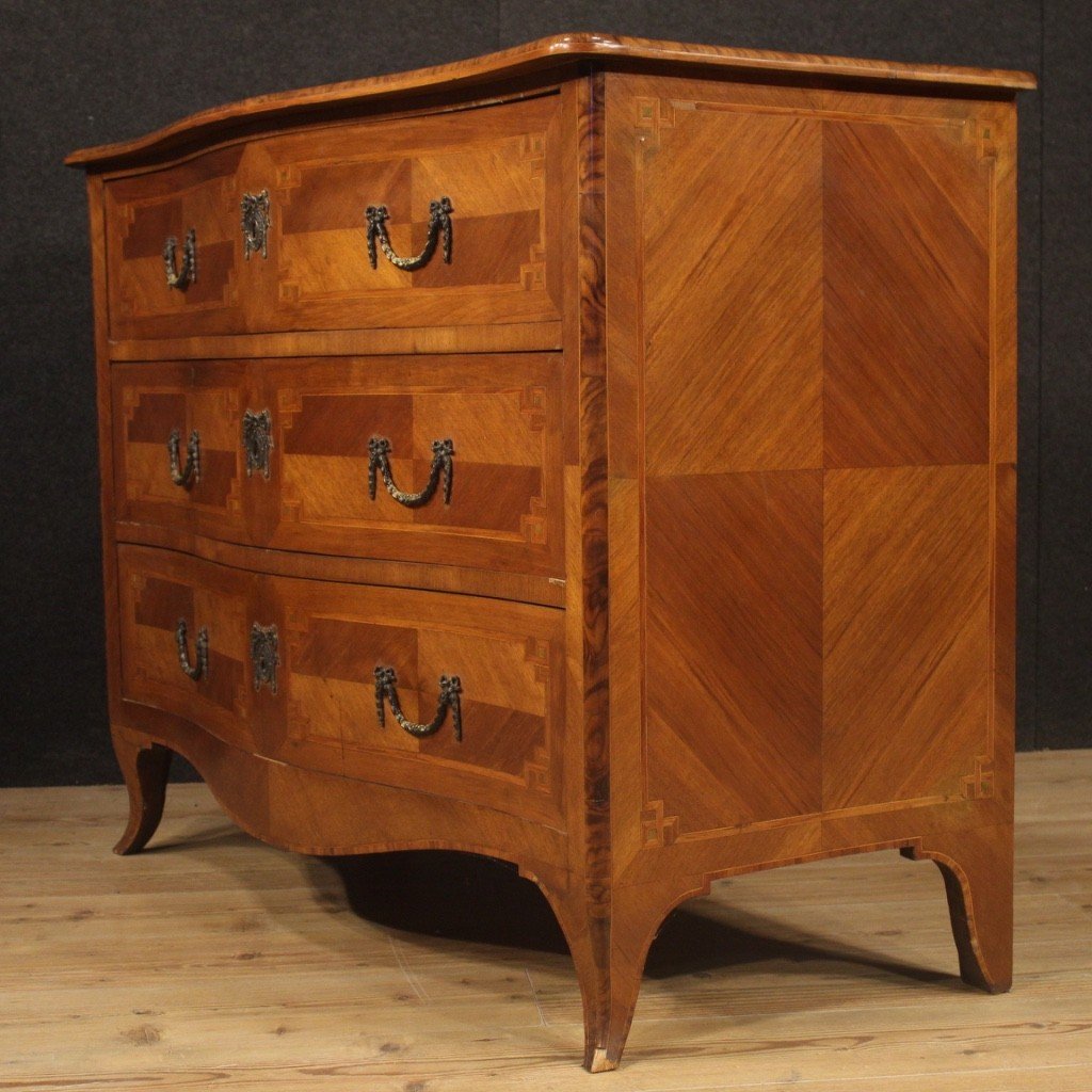 Commode Marquetée De Style Louis XV Du 20ème Siècle-photo-2