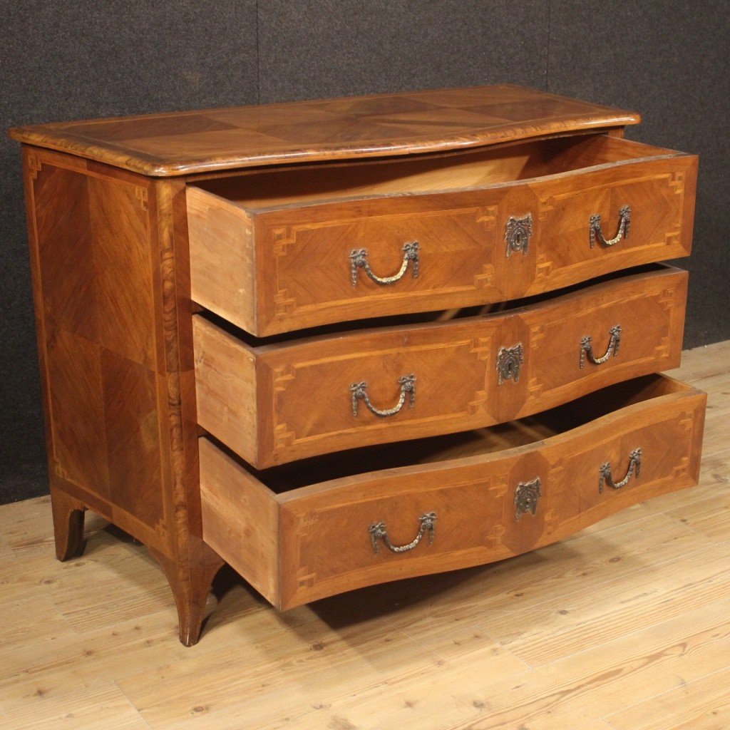 Commode Marquetée De Style Louis XV Du 20ème Siècle-photo-5