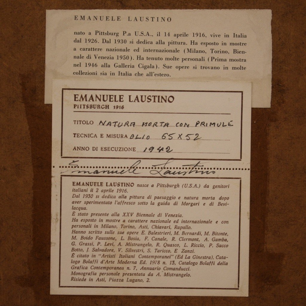 Tableau Signé Huile Sur Masonite Nature Morte Daté 1942-photo-3