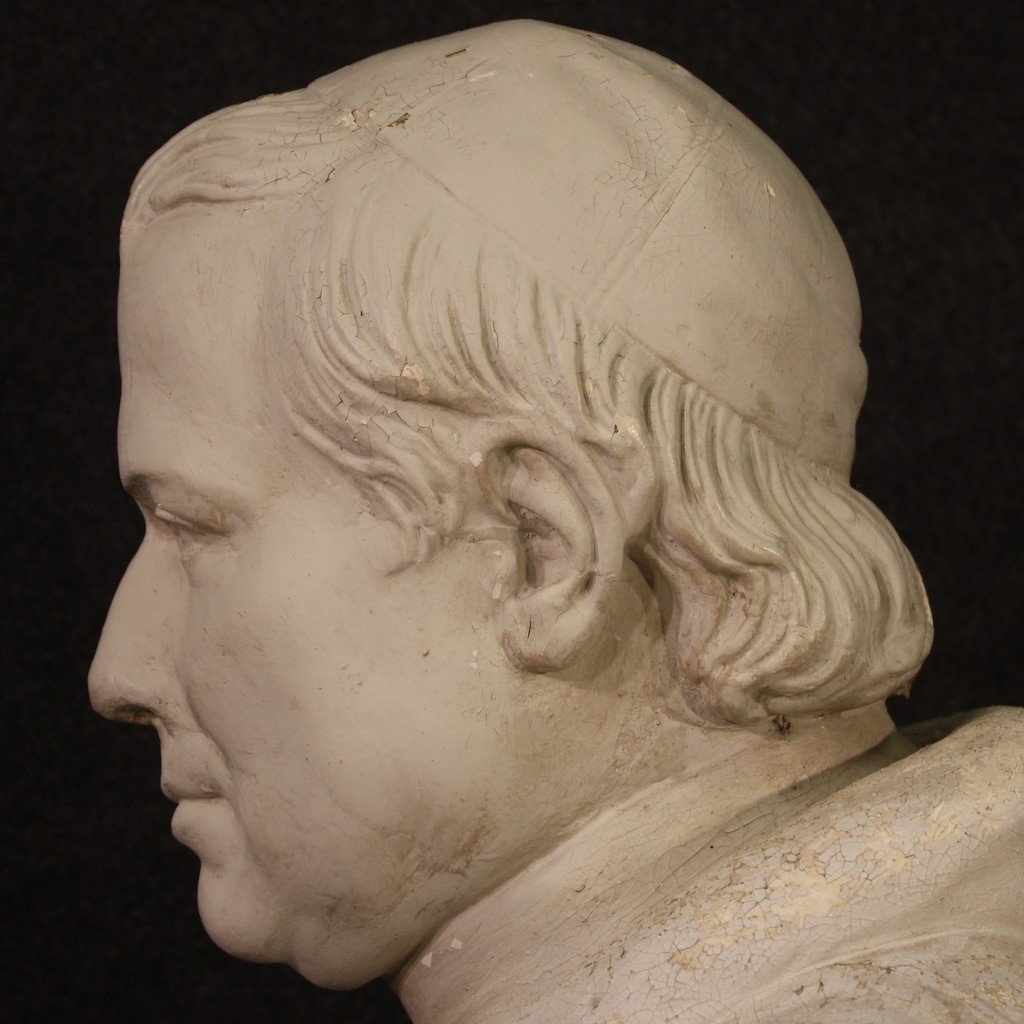 Portrait De Prélat, Sculpture Italienne En Plâtre 20ème Siècle-photo-8