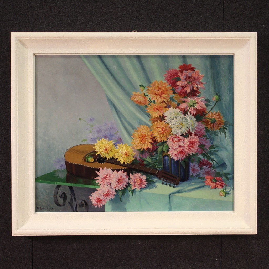 Elegant Signed Still Life From The 20th Century-photo-2