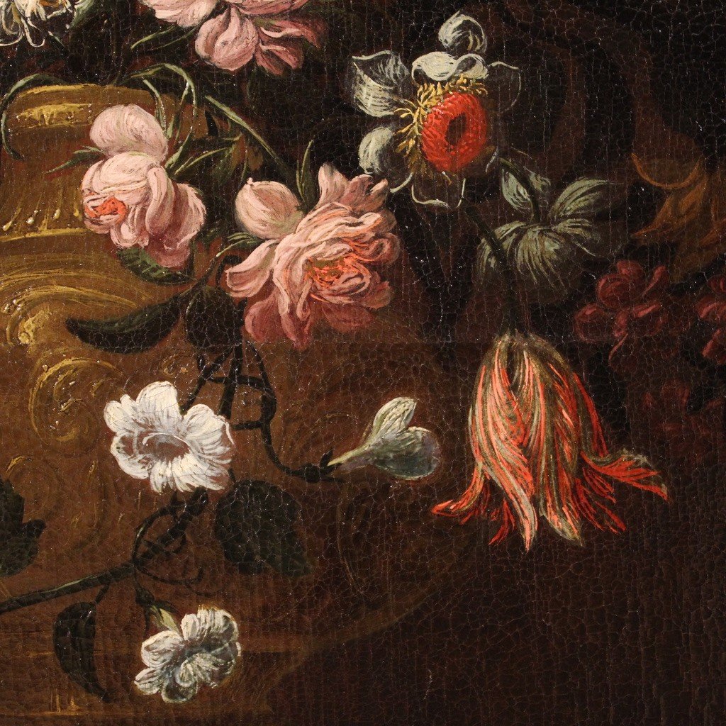 Great Painting From The 18th Century Still Life With Flower Vase-photo-5