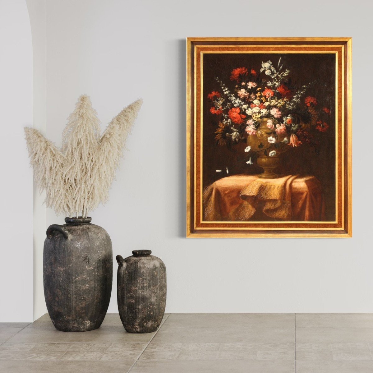 Great Painting From The 18th Century Still Life With Flower Vase-photo-7