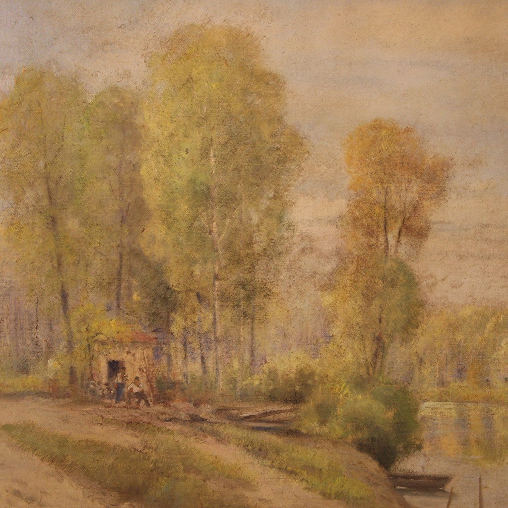 Italian Landscape Painting Signed A. Corradi, 1950s-photo-4