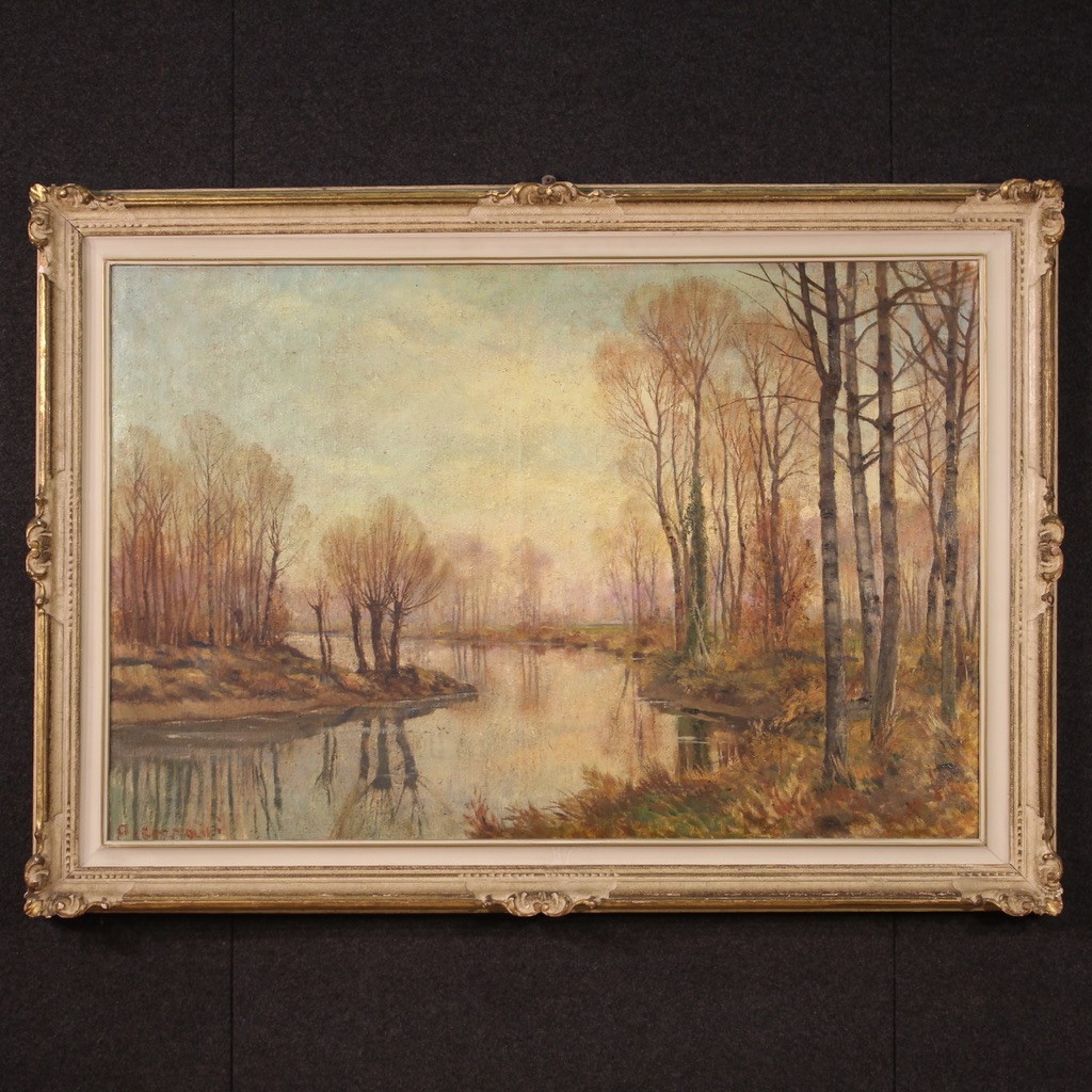 Great Landscape Painting Signed A. Corradi From The 20th Century