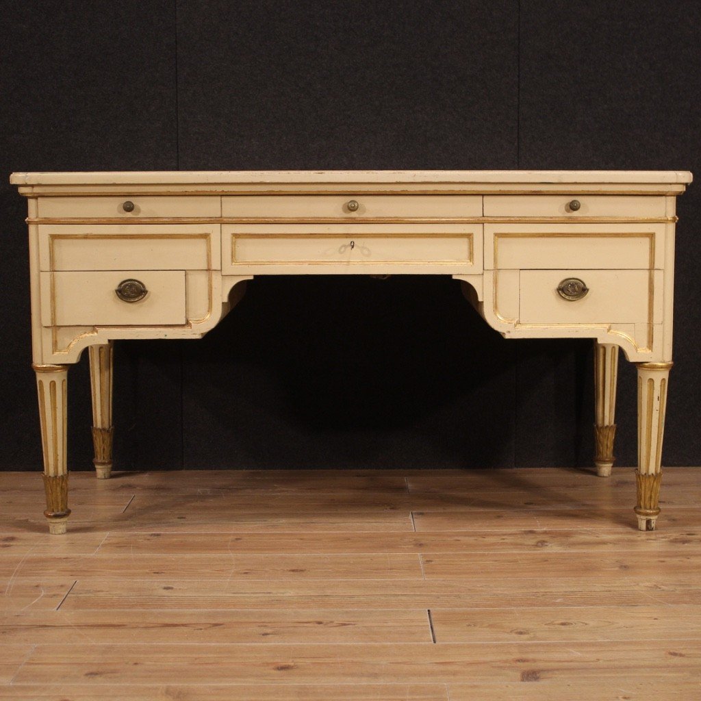 Italian Writing Desk In Lacquered And Gilded Wood From The 20th Century-photo-3