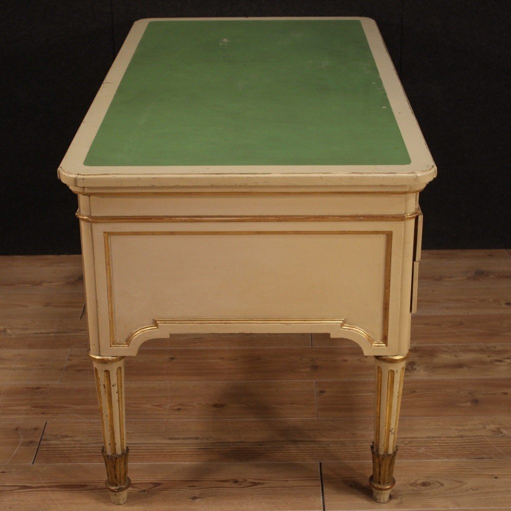 Italian Writing Desk In Lacquered And Gilded Wood From The 20th Century-photo-7