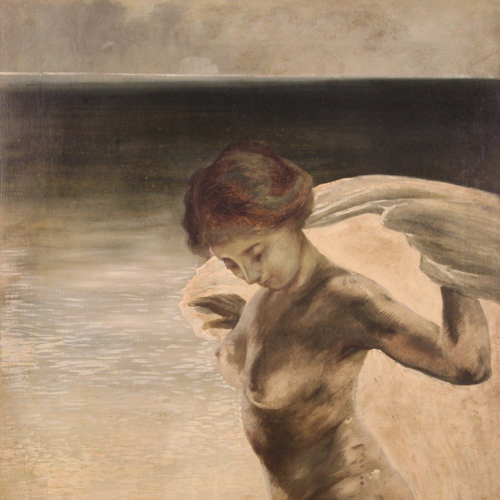 Italian Painting Nude Of A Young Woman From The 20th Century-photo-1