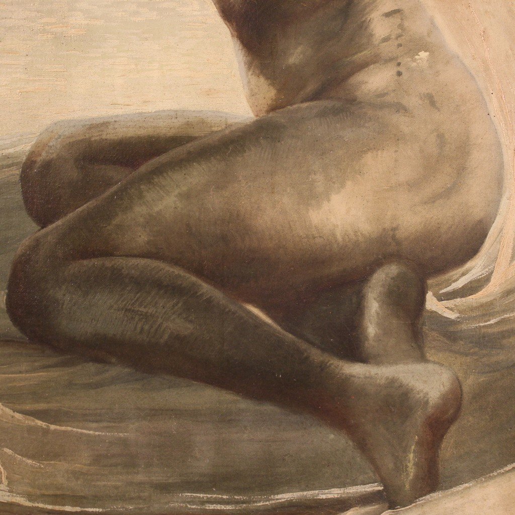 Italian Painting Nude Of A Young Woman From The 20th Century-photo-8