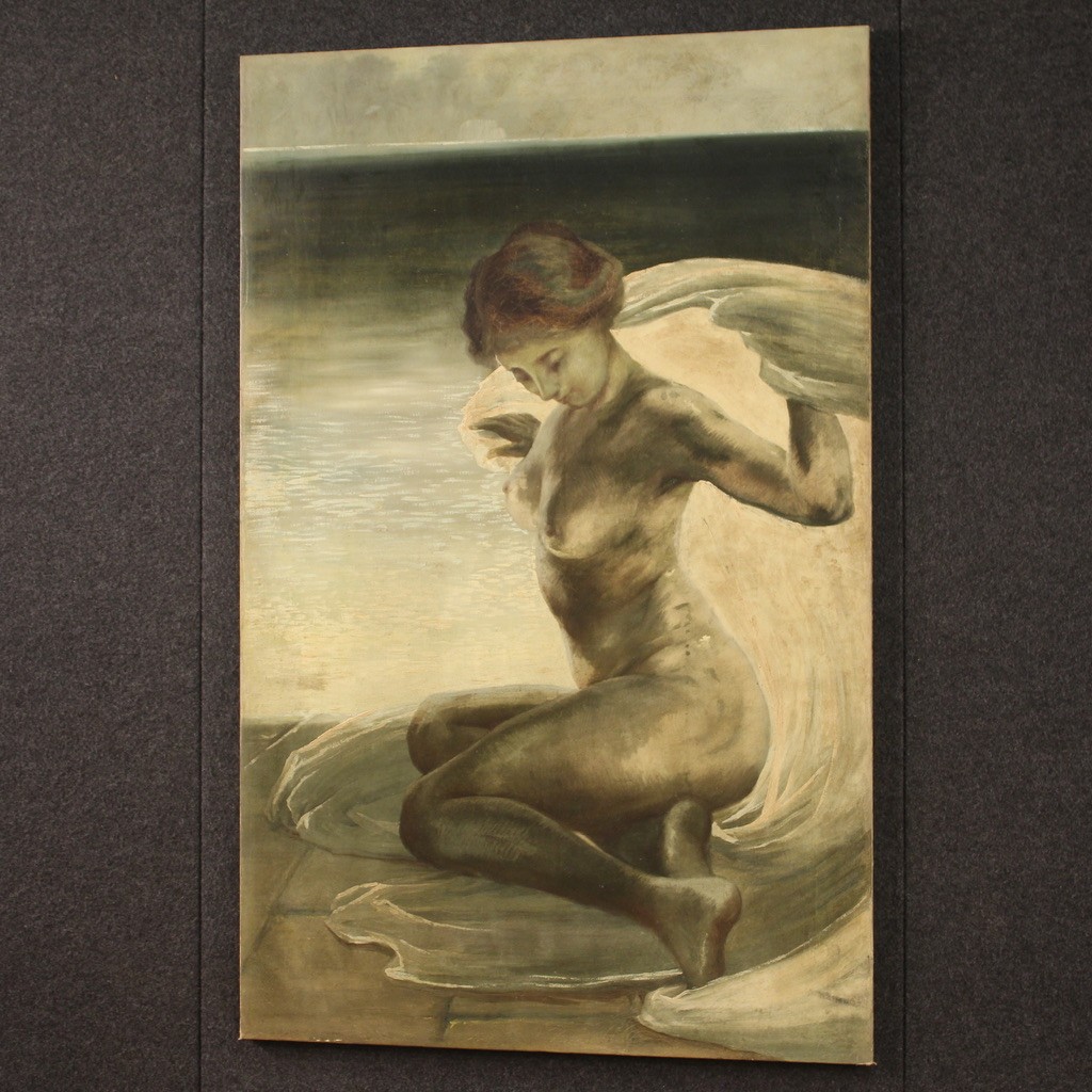 Italian Painting Nude Of A Young Woman From The 20th Century