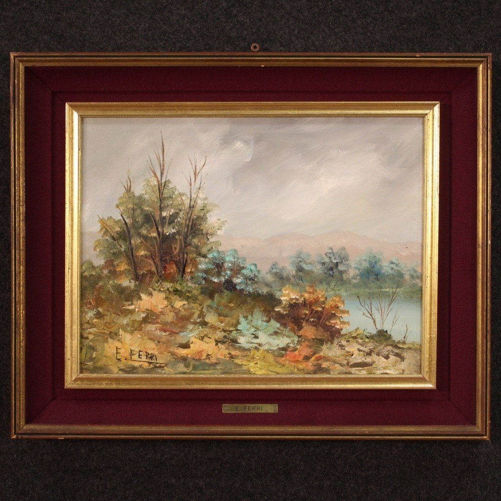 Tableau Italien Paysage Impressionniste Signé E. Ferri