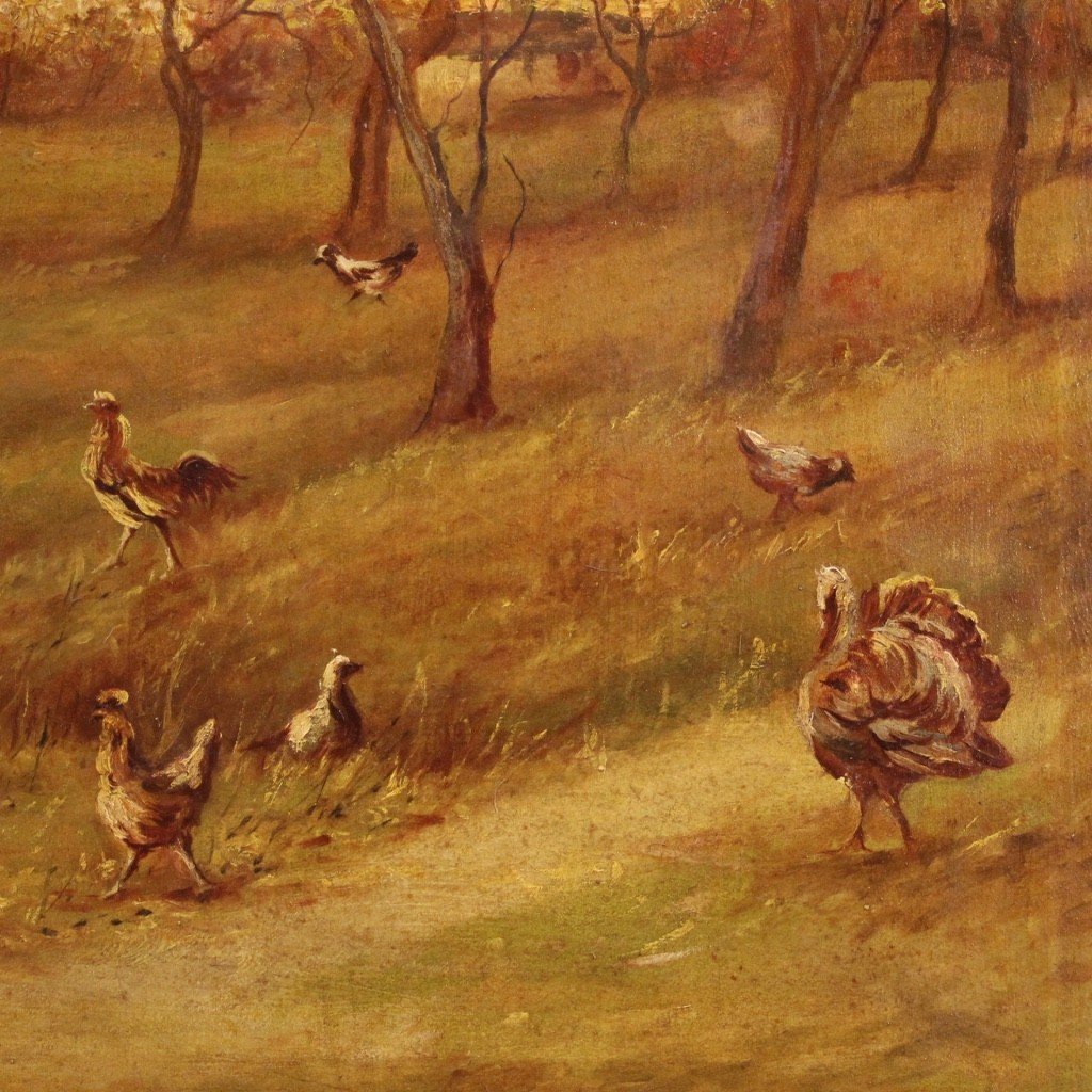 Bucolic Landscape Italian Painting From 20th Century-photo-4