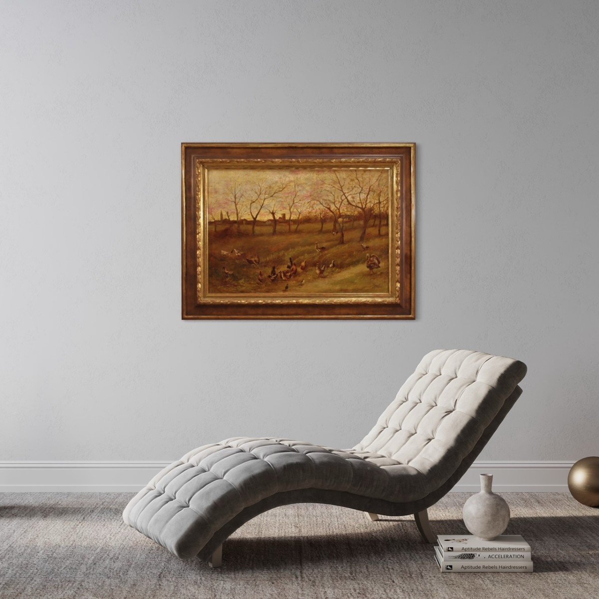 Bucolic Landscape Italian Painting From 20th Century